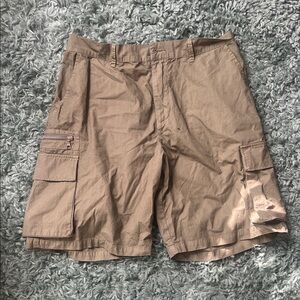 John Elliott Tan Cargo Shorts with Multi-Pockets